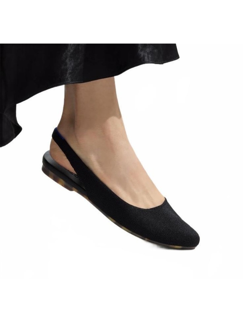 NEW Rothy's Almond Slingback Flat black sustainable washable Tortoise Sole 8.5